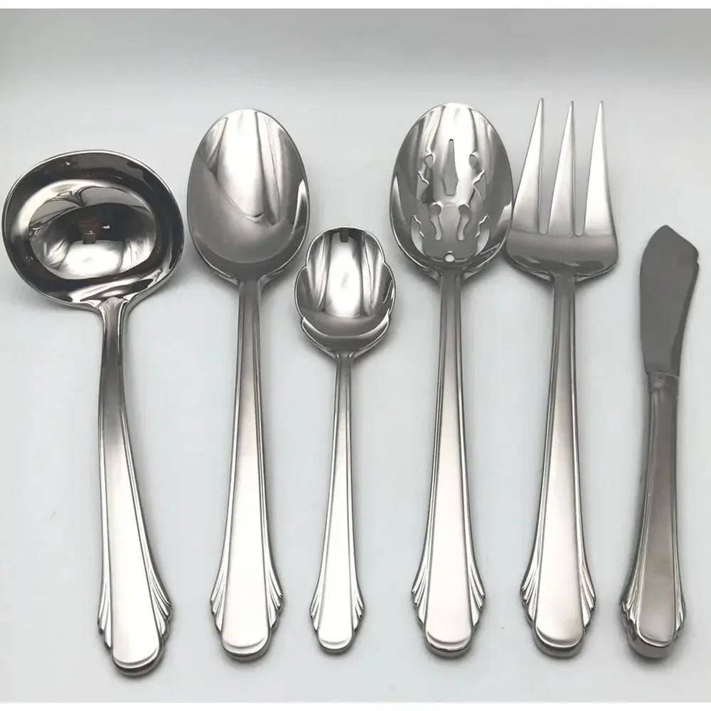 Gorham Calais Satin 6pc Serving Set Stainless 18/8 Flatware Korea New Old Stock